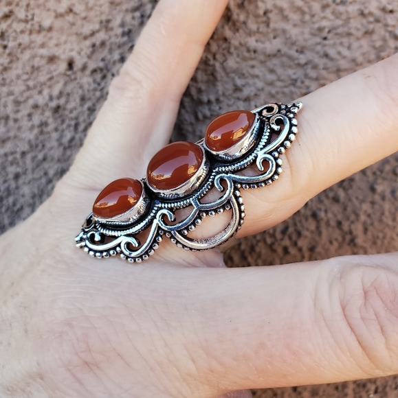 New Amazing Carnelian 925 Silver Statement Ring. - Picture 6 of 16